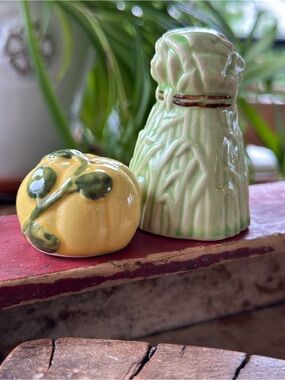 Handcrafted Yellow & Light Green Ceramic Decorative Set
